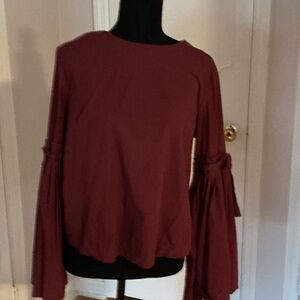 Catherine Malandrino Burgundy Blouse with Flared Sleeves